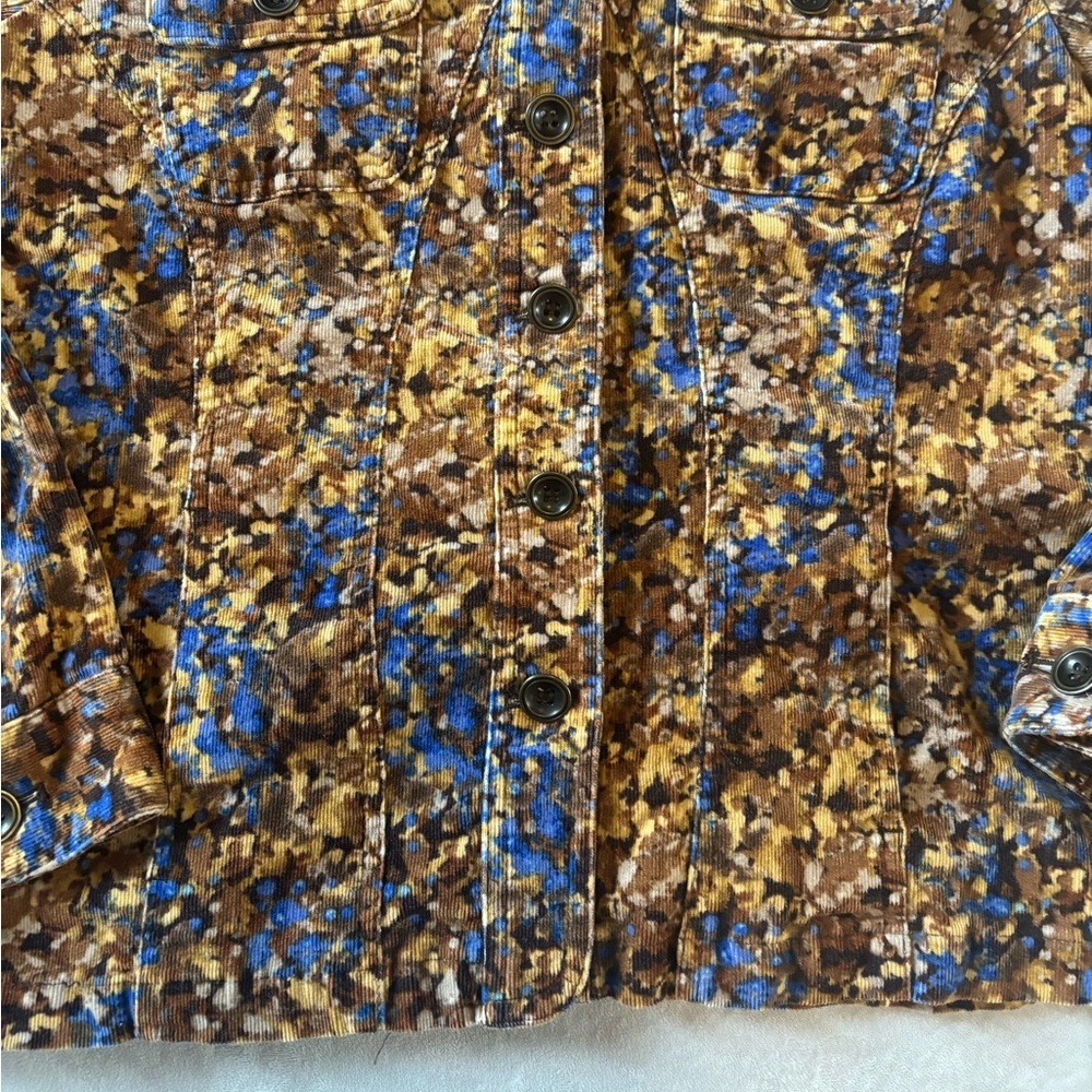 Christopher & Banks Printed Denim Jacket Brown Blue Abstract Floral M - Picture 4 of 11
